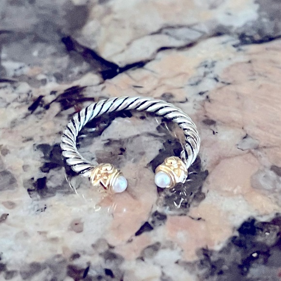 🍂David Yurman Renaissance Ring🍁14K Gold, S.S w/Pearls & Diamonds!EUC! - Picture 1 of 10